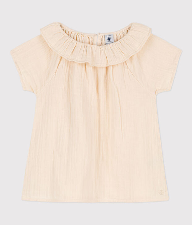 Blouse in biokatoenen materiaal voor meisjes ecru