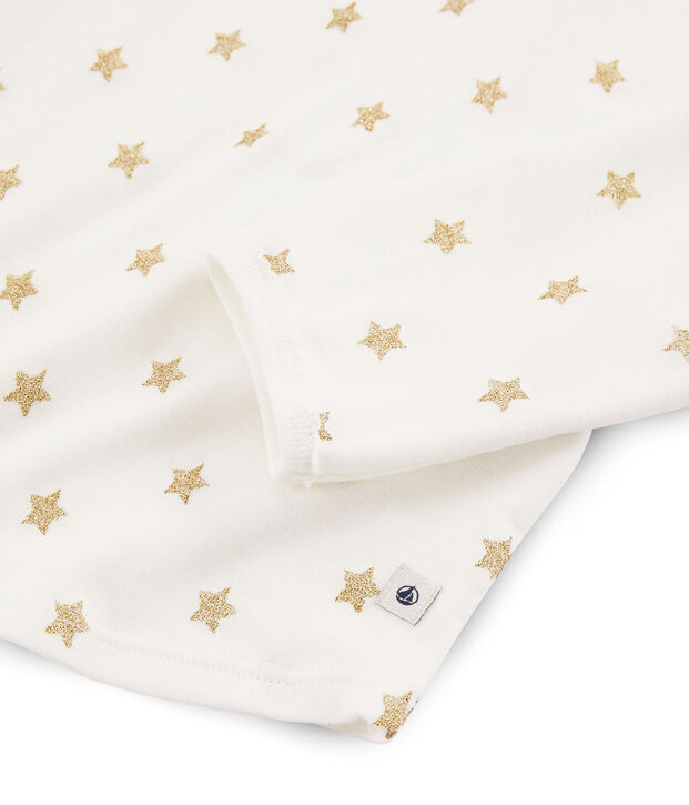 Pyjama met sterren van ribstof voor meisjes wit/geel