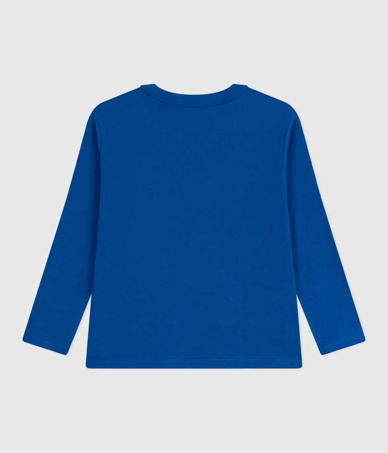 Effen katoenen T-shirt met lange mouwen voor kinderen blauw
