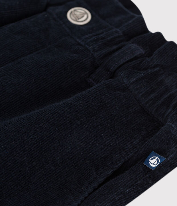 Pantalon enfant en velours uni bleu