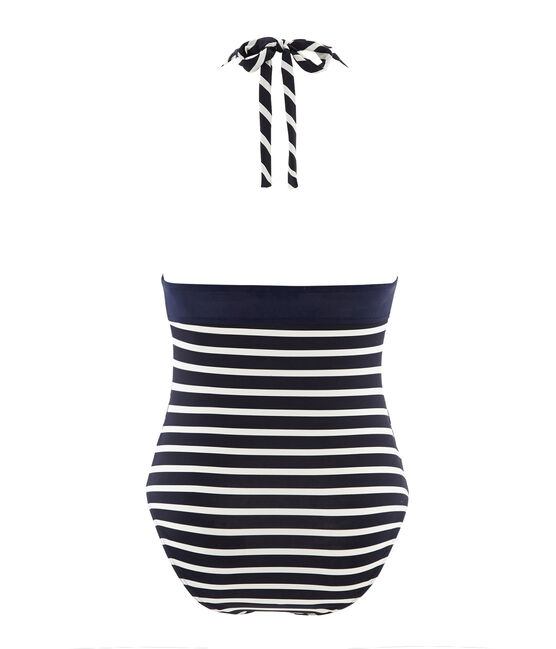 Maillot de bain 1 pièce femme bleu ABYSSE/blanc MARSHMALLOW