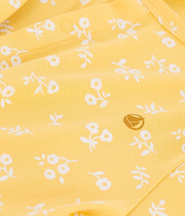 Cardigan met print voor meisjes in katoen geel/wit