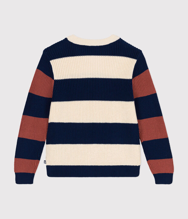 Pull ray&eacute; en coton femme &eacute;cru/multicouleur