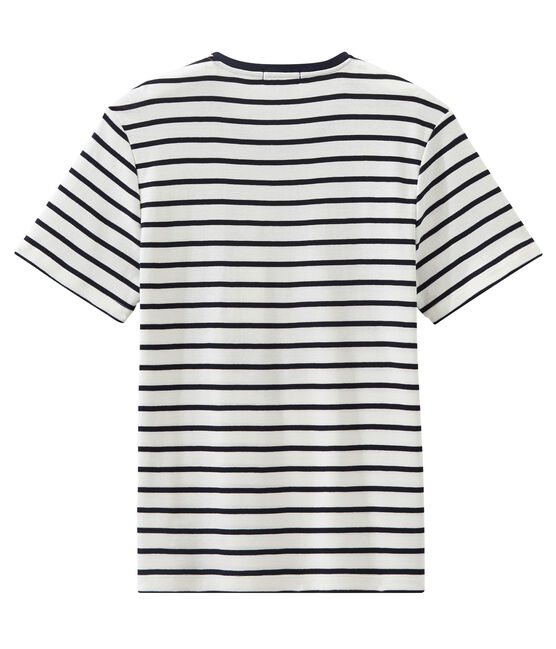 Tee-shirt MC unisex blanc MARSHMALLOW/bleu SMOKING