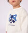 Tee-shirt b&eacute;b&eacute; en coton manches longues uni &agrave; motif blanc cass&eacute;