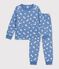 Kinderpyjama van fleece met hartjesprint blauw/wit