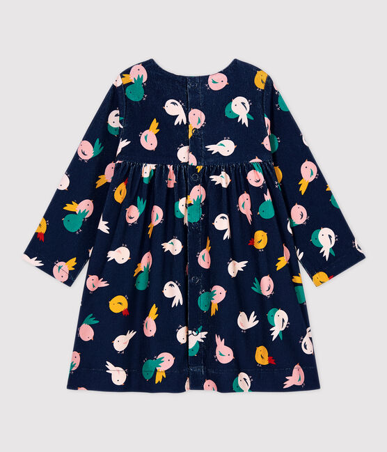 Robe en velours bébé. bleu SMOKING/blanc MULTICO