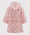 Badjas van badstof voor meisjes met hartjes roze CHARME/wit MARSHMALLOW