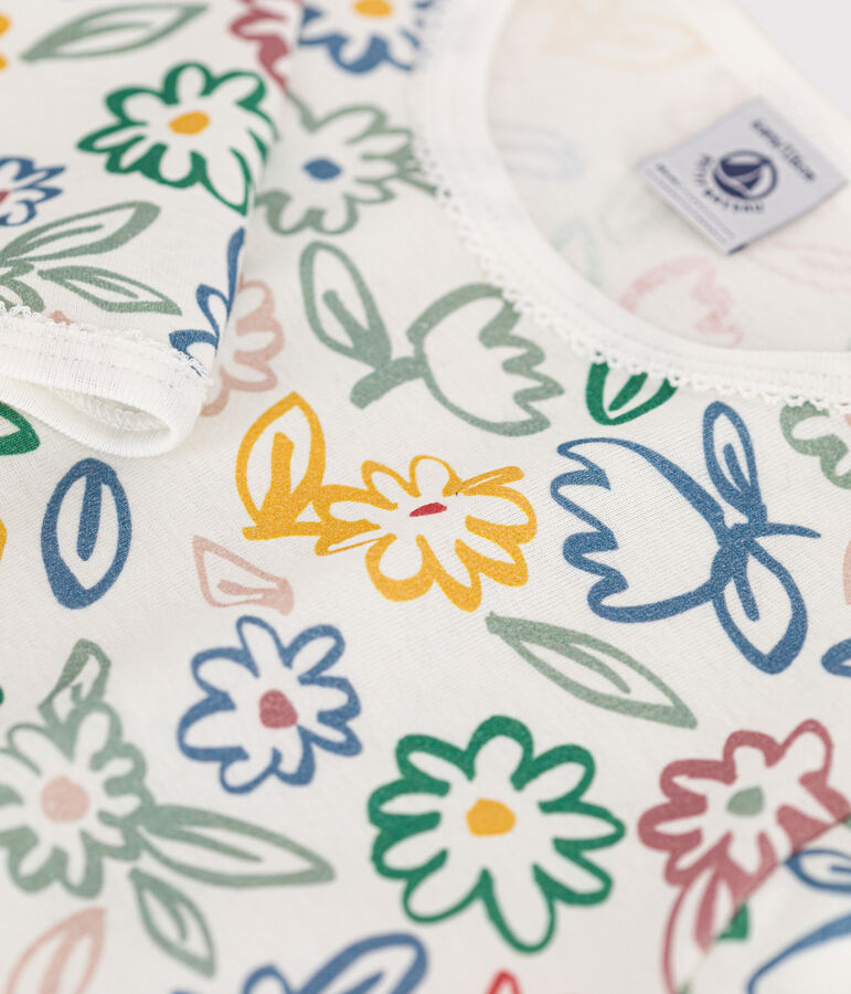 Katoenen nachthemd met bloemmotiefje vor kinderen wit/multicouleur