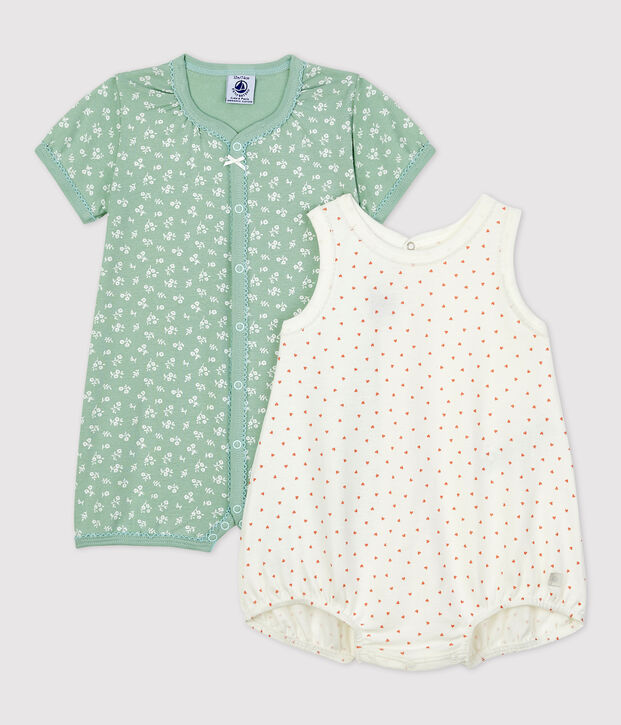 Set van 2 korte katoenen babypakjes multicouleur