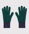 Gants enfant en tricot bicolore doubl&eacute; polaire vert/bleu