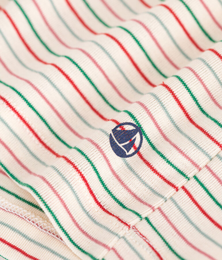 Sous-pull en coton enfant fille &eacute;cru/multicouleur