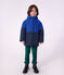Parka enfant mi-longue unie colorblock bleu/multicouleur