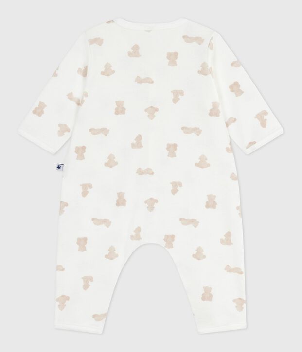 Pyjama b&eacute;b&eacute; sans pieds en coton imprim&eacute; ours blanc/BRUN