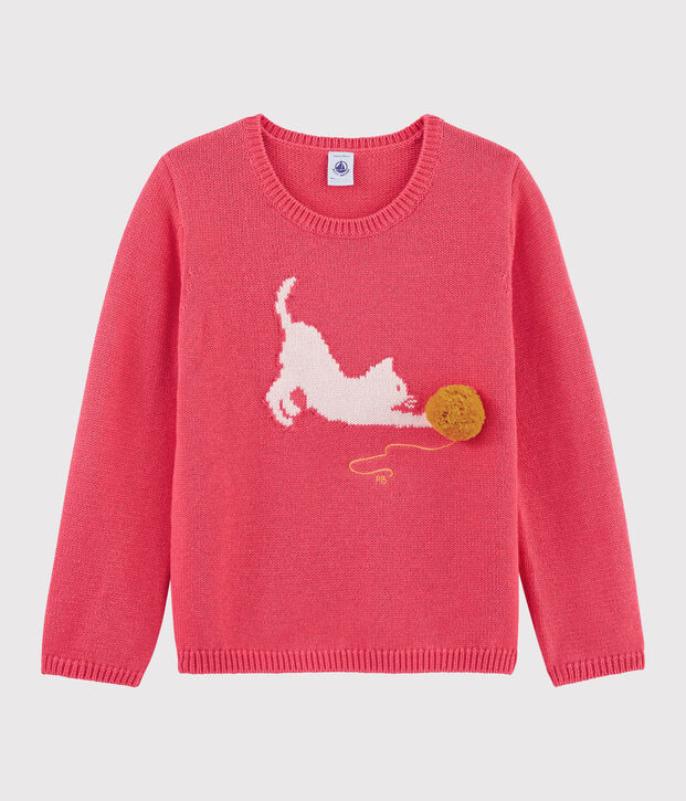Pull en laine et coton enfant fille rose