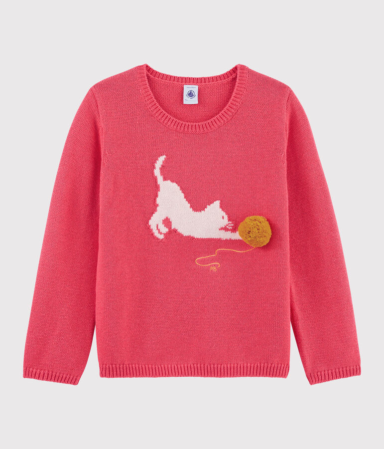 Pull en laine et coton enfant fille rose