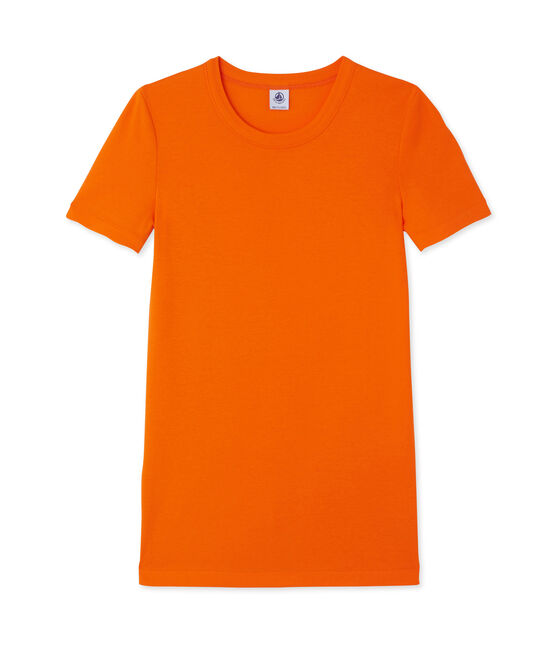 T-shirt femme en côte originale orange Feu
