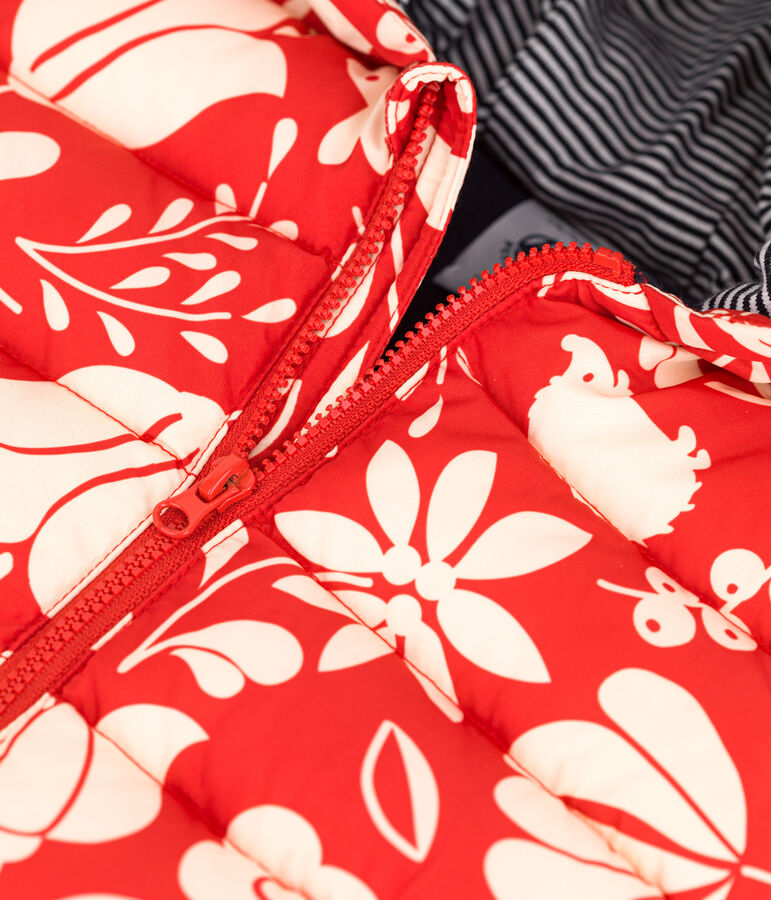 Gerecycleerde donsjas met print voor baby's oranje/ecru