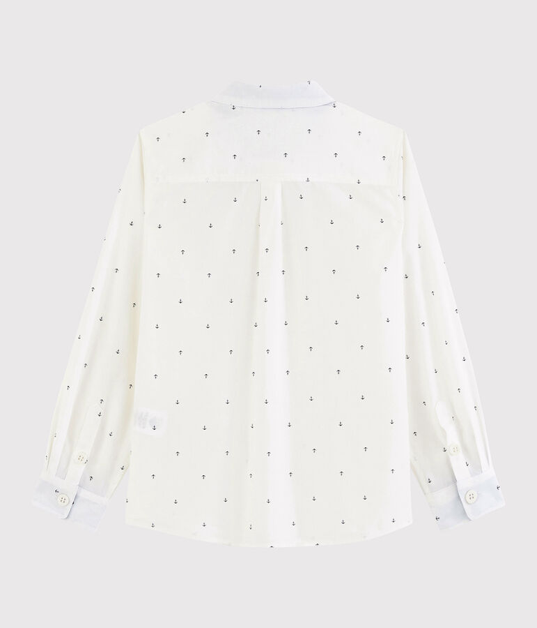 Popeline overhemd met lange mouwen voor jongens wit/blauw