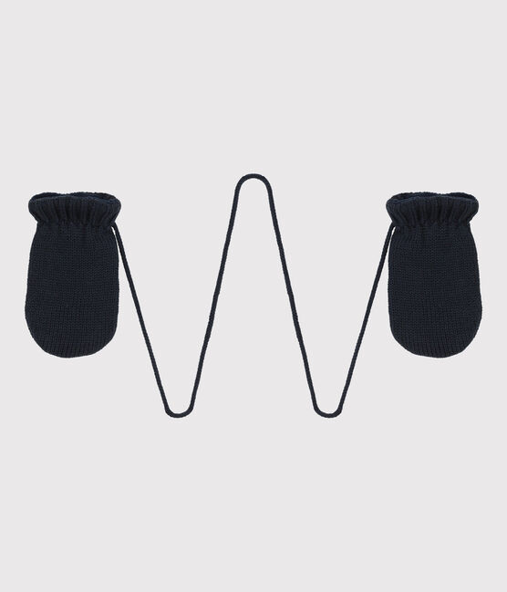 Moufles bébé en tricot doublées en polaire recyclée bleu SMOKING
