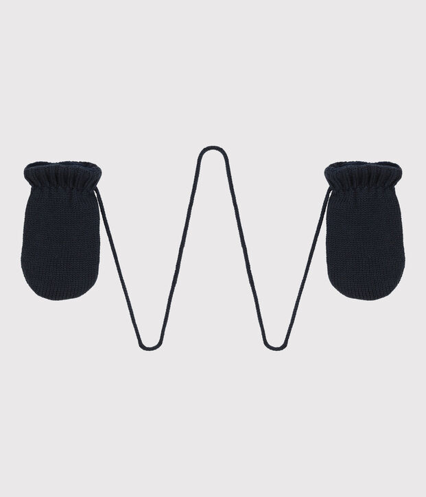 Moufles b&eacute;b&eacute; en tricot doubl&eacute;es en polaire recycl&eacute;e bleu marine