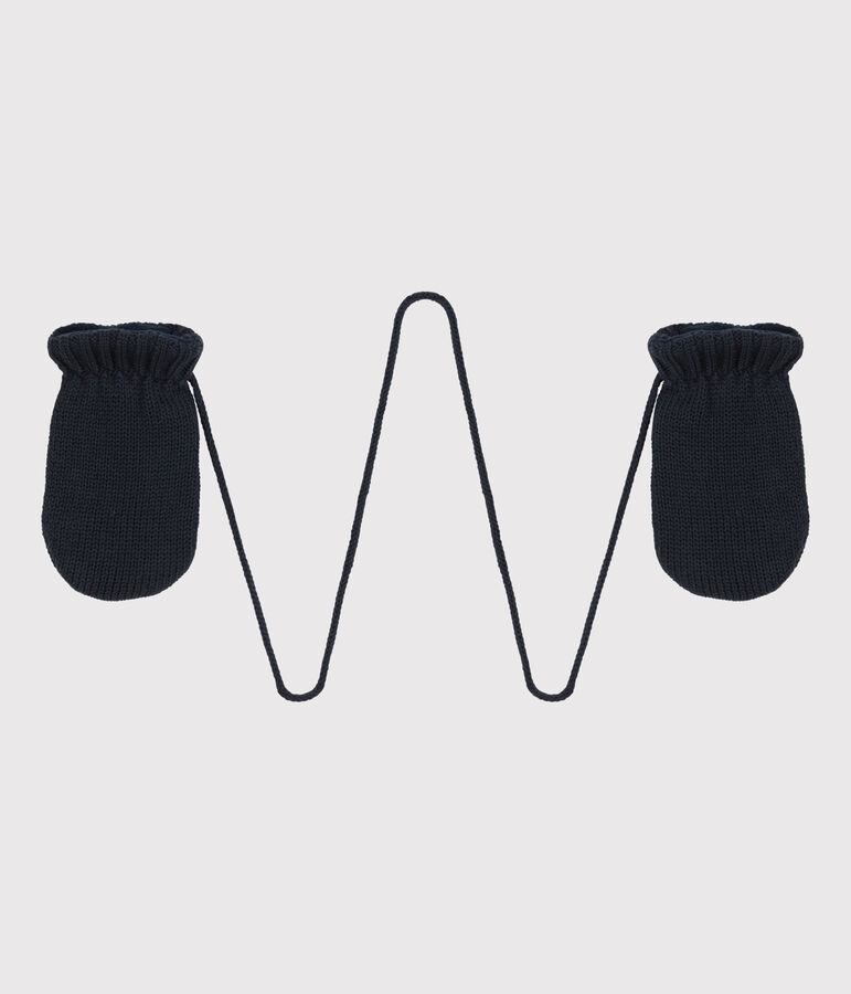 Moufles b&eacute;b&eacute; en tricot doubl&eacute;es en polaire recycl&eacute;e bleu