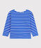 Marinière enfant mixte en coton manches longues bleu PERSE/blanc MARSHMALLOW
