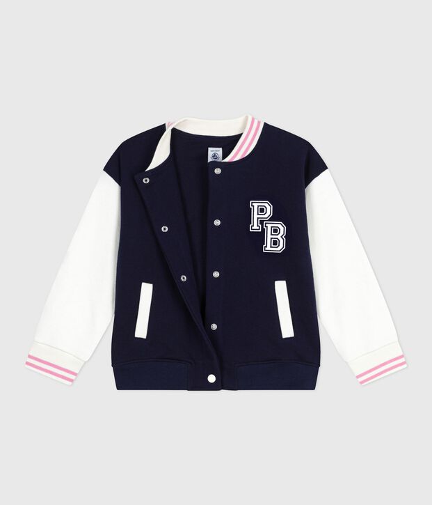 Veste teddy enfant en coton uni bleu marine