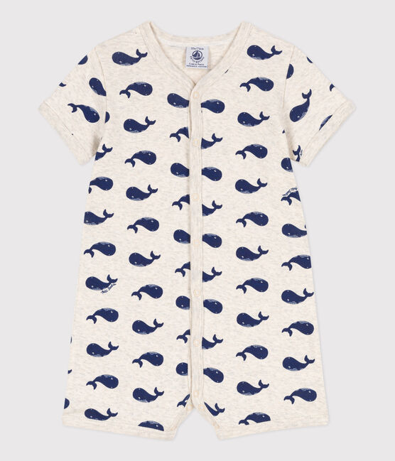 Kort katoenen pakje met walvissenprint voor baby's beige MONTELIMAR/blauw MEDIEVAL