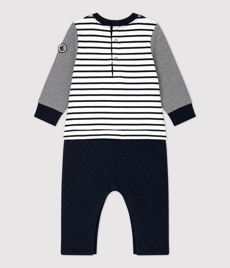 Iconische jumpsuit baby's. wit/blauw