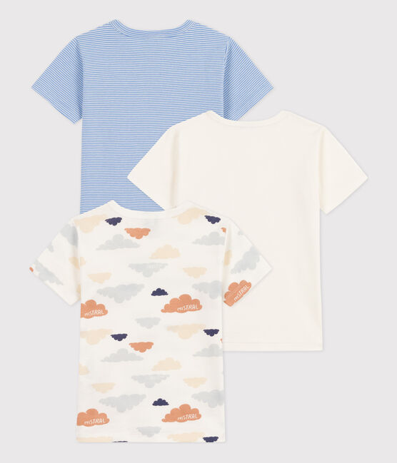 Set van 3 katoenen T-shirt met wolkenprint en korte mouwen voor kleine jongens variante 1