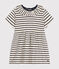 Gestreepte jurk met korte mouwen van gevlamde jerseystof voor baby's wit AVALANCHE/blauw SMOKING