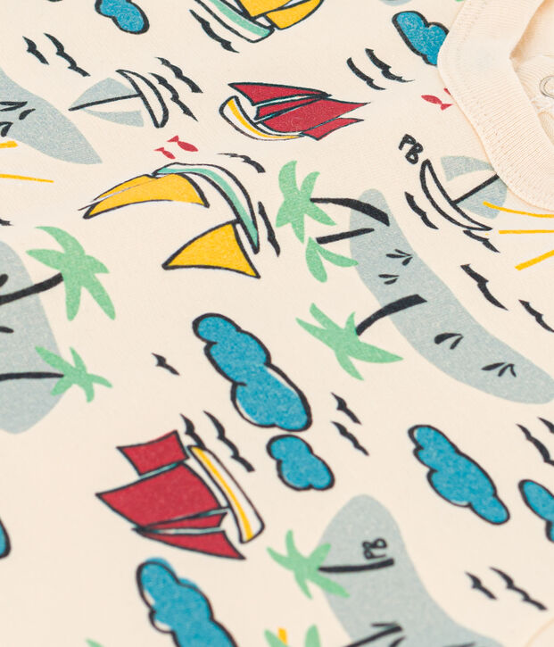 Kort pakje in jersey met print voor baby's ecru/multicouleur