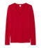 T-shirt femme manches longues col V rouge Mars