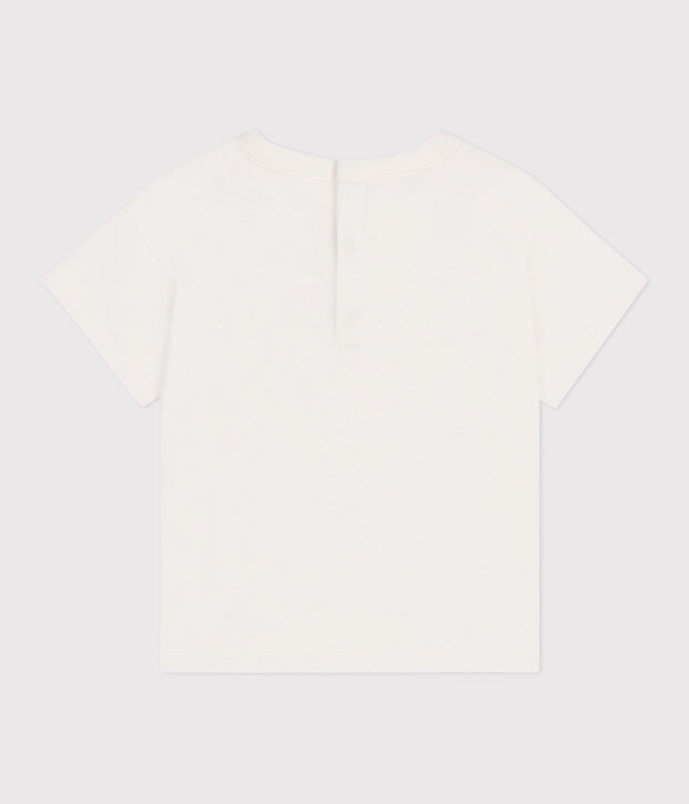 Tee-shirt b&eacute;b&eacute; en coton &agrave; manches courtes uni blanc/multicouleur
