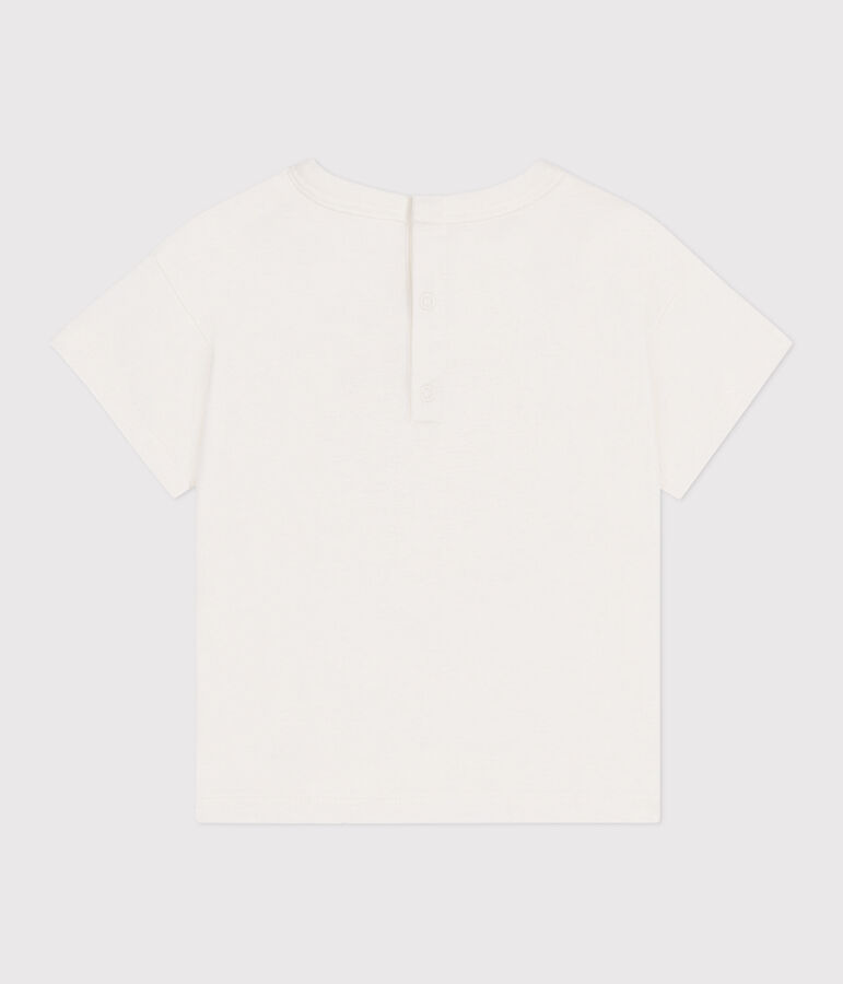 T-shirt b&eacute;b&eacute; en coton &agrave; manches courtes uni blanc/multicouleur