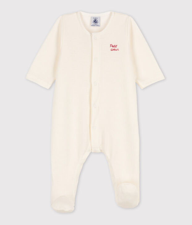 Dors bien et bonnet b&eacute;b&eacute; en double jersey blanc