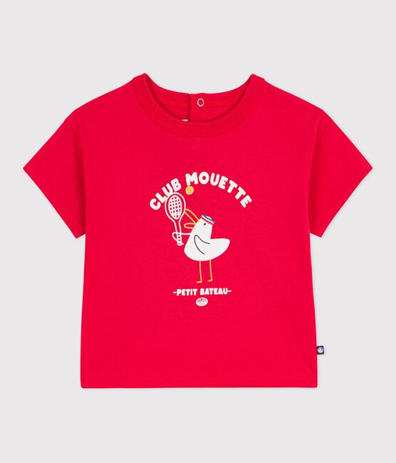 Katoenen baby-T-shirt met korte mouwen en meeuwmotiefje POMPIER