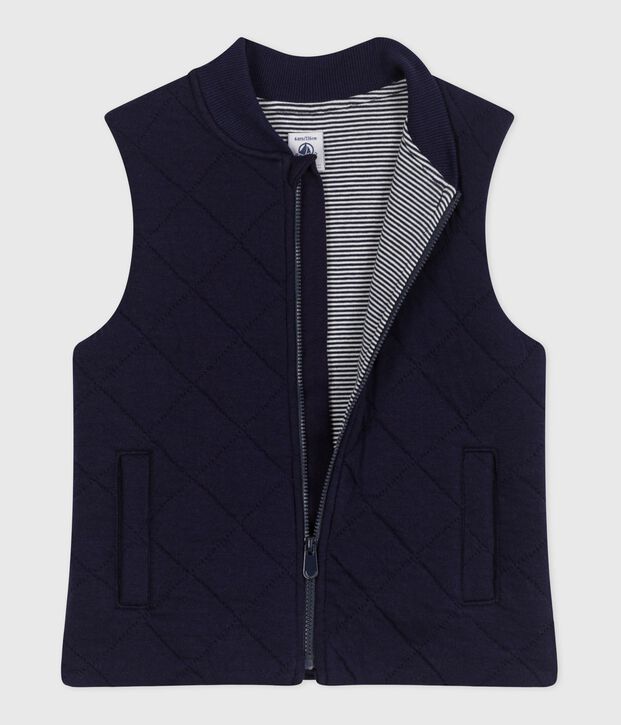 Gilet enfant en coton sans manche uni bleu marine