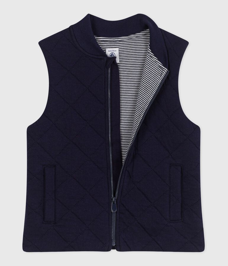 Gilet enfant en coton sans manche uni bleu