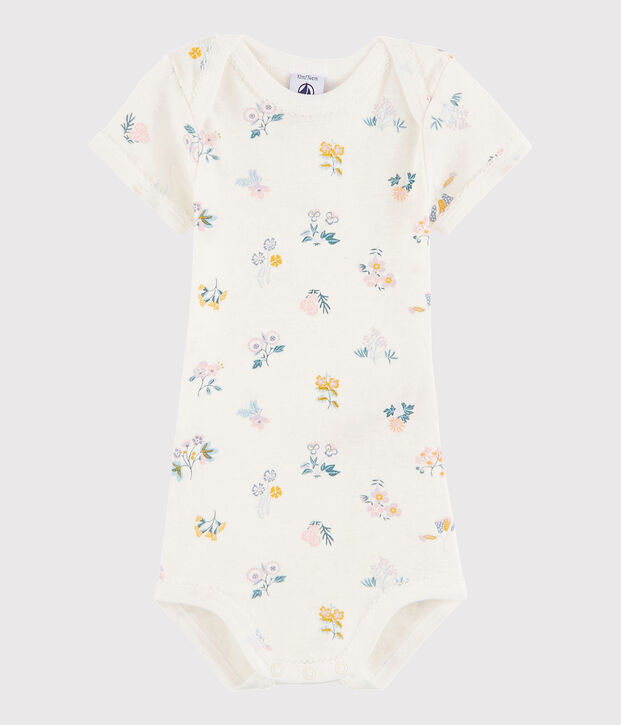 Body manches courtes b&eacute;b&eacute; fille blanc/multicouleur