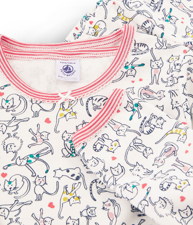 Pyjama en c&ocirc;te blanc/multicouleur