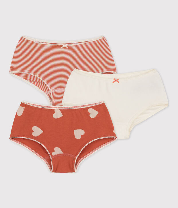 Lot de 3 shorties coeur petite fille en coton multicouleur