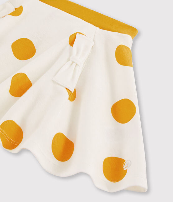 Gebreide rok meisjes kinderen wit MARSHMALLOW/geel BOUDOR