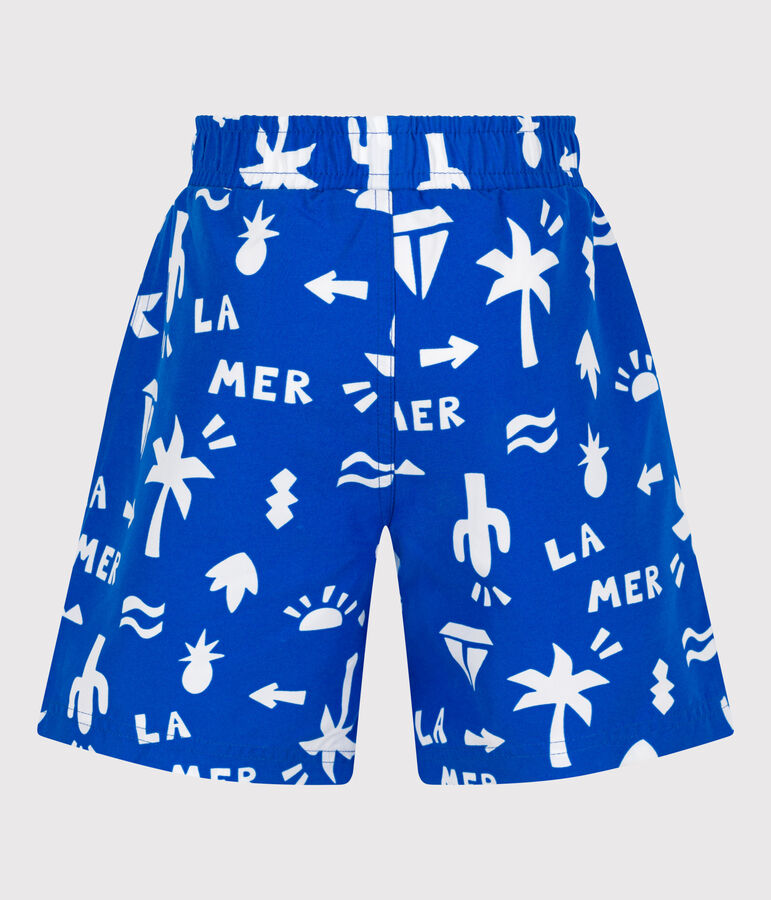 Zwemshort met print voor jongens blauw/wit