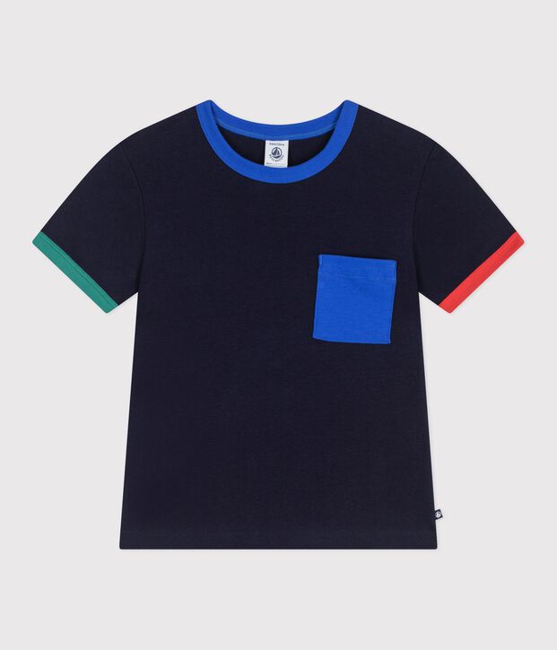 Tee-shirt enfant manches courtes en coton bleu marine
