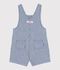 Korte salopette in gestreepte keperstof voor baby's blauw/wit