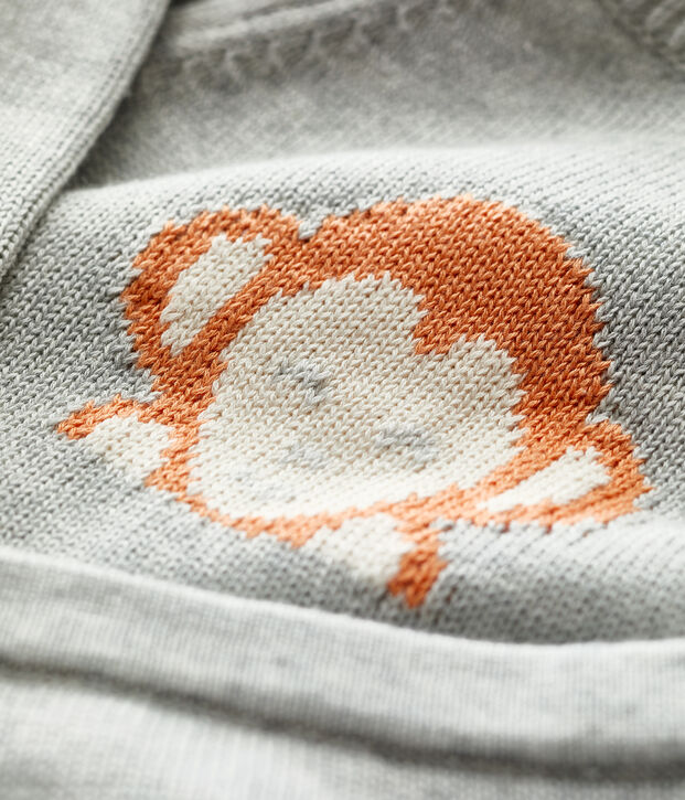 Ensemble 2 pi&egrave;ces jacquard en tricot bio b&eacute;b&eacute; gris chin&eacute; clair