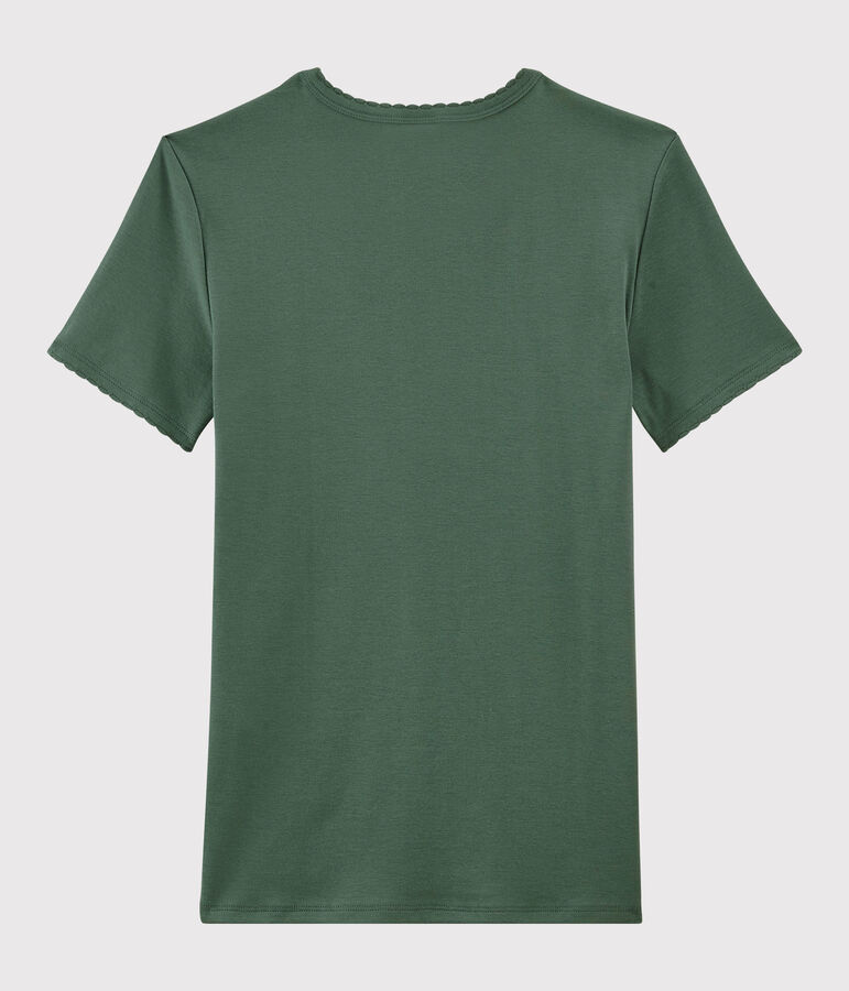 T-shirt col rond iconique en coton Femme vert