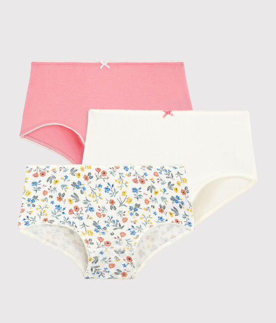 Lot de 3 shorties fleurs rétro petite fille en coton variante 1